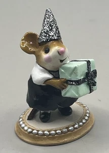 Wee Forest Folk "PARTY GIRL " M-224 ©1997 AP Black Dress Silver Party Hat WF113b - Picture 1 of 7