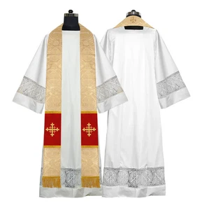 Elegant Clergy stole with Embroidered Jerusalem Cross - Picture 1 of 2