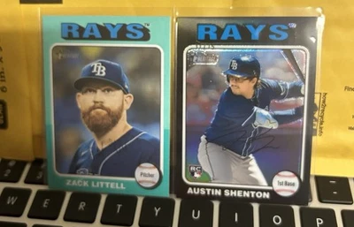 2024 Topps Heritage Rookie Austin Shenton Chrome Black /75 Rays Border SP Extra - Image 1 of 2