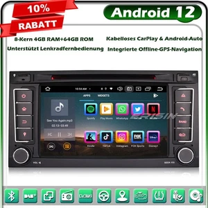 Radio de coche Android 14 GPS Navi para VW Touareg T5 Multivan DAB + DVD CarPlay BT 5.0 - Imagen 1 de 12