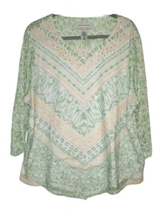 Alfred Dunner Women's Top Blouse Shirt Metallic Beads - Size 2X Airy - Picture 1 of 7