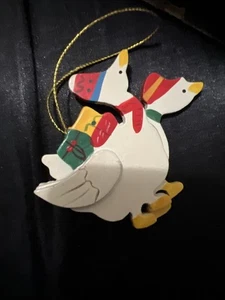 Weihnachtsschmuck Gans aus Holz, Paar Gänsenten, Vintage, - Bild 1 von 1