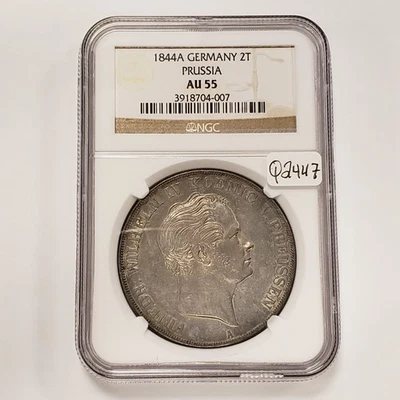 1844-A 2 Taler Estados Alemanes Prusia 3.5 florines 1.074 oz ASW - NGC AU 55 - Q2447 Foto 1 de 4