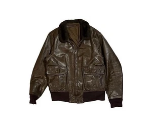 Vintage US Navy Flyers Jacket G-1 Leather Bomber USN Pilot Coat 60’s 70’s - Bild 1 von 7