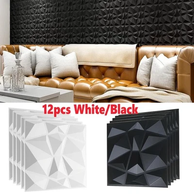 12pcs 3D Wall Panels Decorative Covering PVC Cladding Wallpaper Tiles 30x30cm - Image 1 of 4