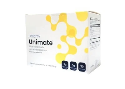 UNICITY Unimate Natural Lemon—Ultra Concentrated Yerba Mate Drink 30 Pack Mix - Image 1 of 4