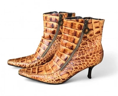 Botas de salto gatinho Y2K Donald J Pliner crocodilo em relevo - Imagem 1 de 4