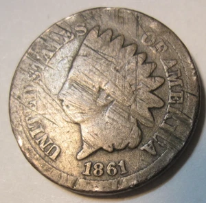 1861 * SEMI KEY Date * CN Indian CENT * USA ONLY Please ! * FREE SHIPPING - Picture 1 of 5