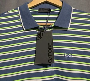 G/Fore Shirt Herren M perforierte Streifen gebänderte Ärmel Tech Jersey Golf Polo NEU - Bild 1 von 6