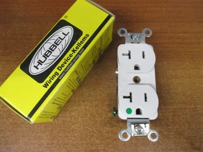 HUBBELL 8300-WHI RECEPTÁCULO DÚPLEX DE ALTA RESISTENCIA GRADO HOSPITAL 20A 125VAC nuevo Foto 1 de 2