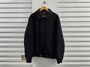 London Fog Bomber Jacket Mens Large Black Ziper Snaps Pockets - Picture 1 of 8