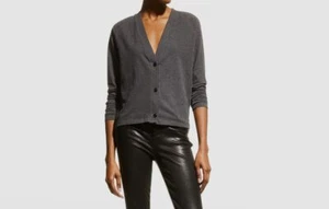 $249 Majestic Filatures Women's Gray Cashmere V-Neck Cardigan Sweater Size 3/M - Picture 1 of 3
