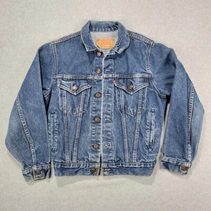 VTG Levis Jean Jacket Youth 16 Blue Denim 70706 Trucker Faded 80s USA Goonies - Picture 1 of 10