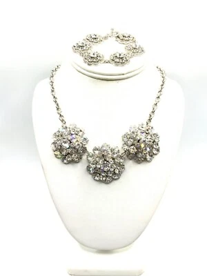 NUEVO SIN ETIQUETAS nOir Joyería, GLAMOROSO Declaración CONJUNTO Collar + Pulsera Gruesa Estrás Foto 1 de 4