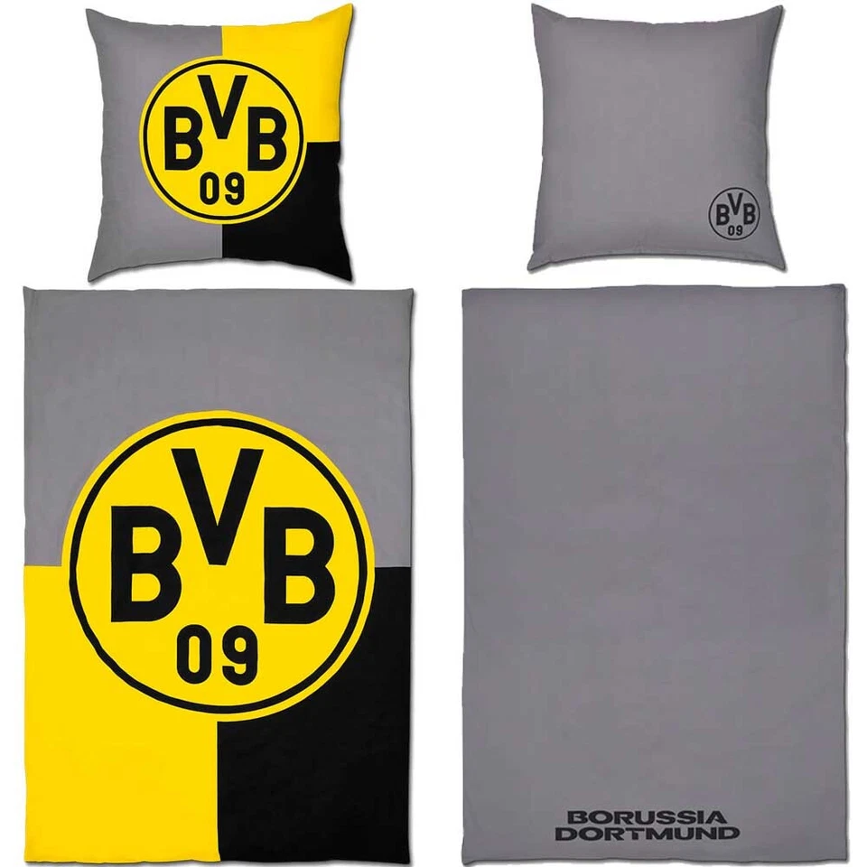 BVB Bettwäsche BVB Logo anthrazit / gelb Wendebettwäsche 135x200 Fanartikel Shop - Bild 1 von 4