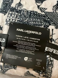New Karl Lagerfeld Paris Soft Plush Throw 60 x 70 Inches Cloud Soft Eiffel Tour - Picture 1 of 4