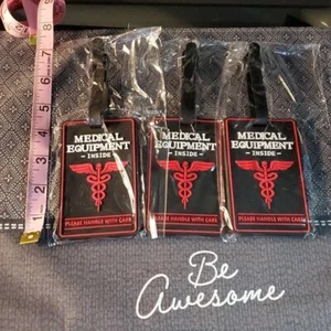 Lot of 3 Medical Equipment Inside Luggage Tag Please Handle With Care Travel - Picture 1 of 5