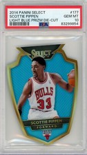 2014 Panini Select Scottie Pippen Light Blue Prizm Die-Cut 84/199  PSA 10...