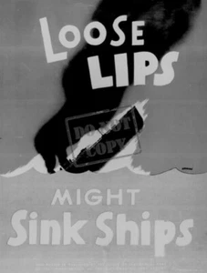 Loose Lips Sink Ships World War 2 WWII 8 x 12 Photo Picture - Picture 1 of 1