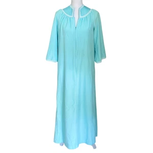 Vintage Regency,Zip Robe, Housecoat Nightgown, Sleepwear Women's Small Blue - Picture 1 of 7
