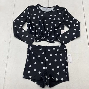 Old Navy Black Polka Dot Tankini And Swim Bottoms Set Girls Size Small NEW - Picture 1 of 10