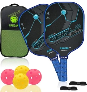 JIANCAN Pro Set Graphite Pickle Ball 2 Paddles Lightweight Carbon Fiber 4 Balls - Picture 1 of 15
