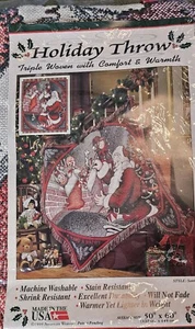 American Weavers® 1995 50"x60" Santa Style Holiday Throw Rare VTG NIP - Picture 1 of 8