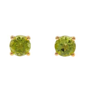 Gin and Grace Elizabeth 10K Yellow Gold Round-Cut Manchurian Peridot Earring - Picture 1 of 4