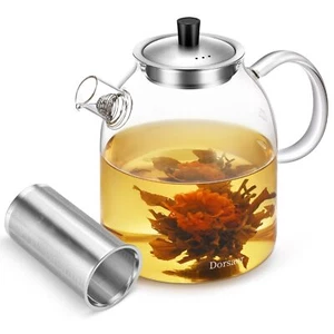 1500ml Glass Teapot with Infuser and Lid 50oz Stovetop Safe Borosilicate Glas... - Picture 1 of 7