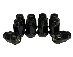 10 Black Bulge Acorn Lug Nuts 1/2-20 Cone Seat For Trailer Black Acorn 3/4” Hex - Picture 1 of 4