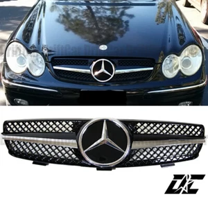Fit with 04-09 W209 CLK-Class Coupe Front Fence Grille w/ Chrome Black DBK Style - Picture 1 of 3