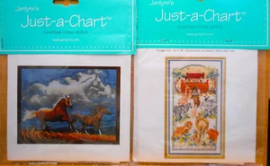2 Janlynn Just-A-Chart Cross Stitch Patterns-Spirit of The Horse-Noahs Ark-New - Picture 1 of 6