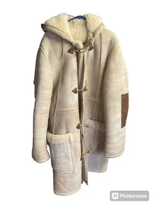 French Creek Sheep And Wool Co. Shearling Suede Coat Size 40 - Picture 1 of 6
