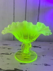 Northwood Topaz Beaded Panel Compote - Picture 1 of 12