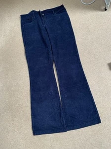 NEW- TU Women's navy blue corduroy trousers size 14R Bootcut Stretch Jeans - Picture 1 of 11