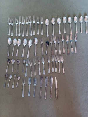  58 piece antique silver plated cutlery set, A1 Sheffield, forks/ spoons etc - Image 1 of 4