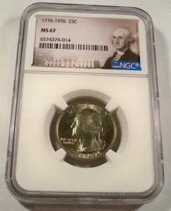 NGC MS67 1976 REVESTIDO WASHINGTON CUARTO 25c Business Strike bonito tono dorado MS 67 - Imagen 1 de 5