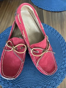 NWOB Polo Ralph Lauren Mens 9.5D Red Tan Leather Driving Loafers Shoes - Picture 1 of 10