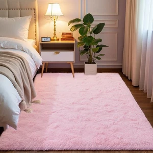 Light Pink Area Rug for Bedroom, Fluffy Shag Plush Rugs for Living Room Girls... - Picture 1 of 8