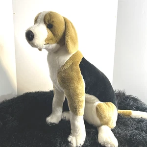 EJ Clásico Realista Sentado Beagle Perro 20 pulgadas Marrón Negro Blanco Peluche - Imagen 1 de 13