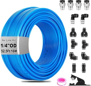 1/4" Luftleitungssatz 1/4" 6,35 mm Außendurchmesser x 52,5 Fuß blau Luftschlauch Schlauchverschraubungen 15 Stück... - Bild 1 von 6