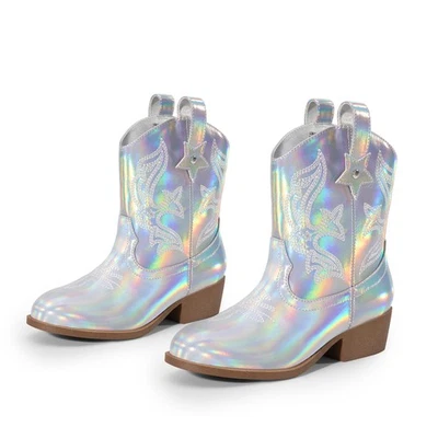 Botas de cowboy femininas bordadas botas ocidentais crianças meia panturrilha botas de equitação - Imagem 1 de 4