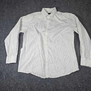 Alfani Vestito Camicia Uomo Grande L Bianco Fantasia Bottoni - Foto 1 di 11