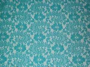 TURQUOISE BLUE FLORAL LACE FABRIC 64" x 37" 1m62cm x 95cm - Picture 1 of 4