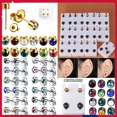 Mode Schönheit Einfache Mehrfarbige Ohrringe Kristall Edelstahl Ohrring↔ ∧ - Bild 1 von 4