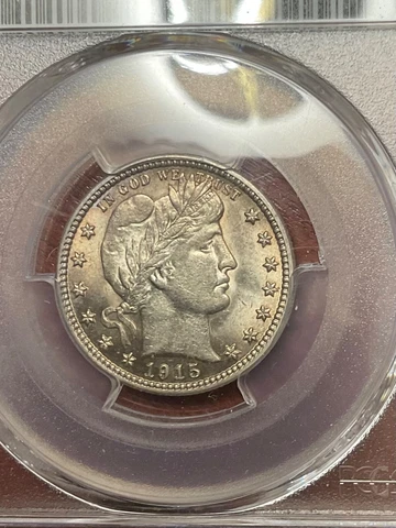 PCGS AU58 1915 D  BARBER QUARTER BEAUTIFUL LUSTER PREMIUM REGISTRY COIN Cover