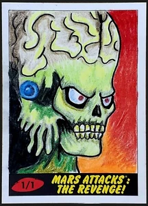Mars Attacks: The Revenge! Topps Martian Alien Jasmine Contois Color Sketch 1/1 - Picture 1 of 2