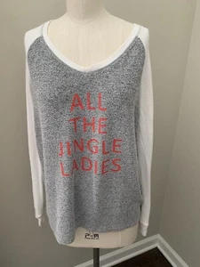 Make + Model Women's V-Neck Long Sleeve Pajama Shirt Top Holiday Gray Small - Picture 1 of 6