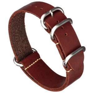 Crazy Horse Leder einteiliges Uhrenarmband - Ochsenblutrot - 18, 20, 22 oder 24 mm - Bild 1 von 7