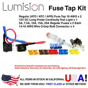 Add-A-Circuit Dual Regular ATO ATC APR Fuse Tap Kit Dash Cam Radar Install Pack - Picture 1 of 9